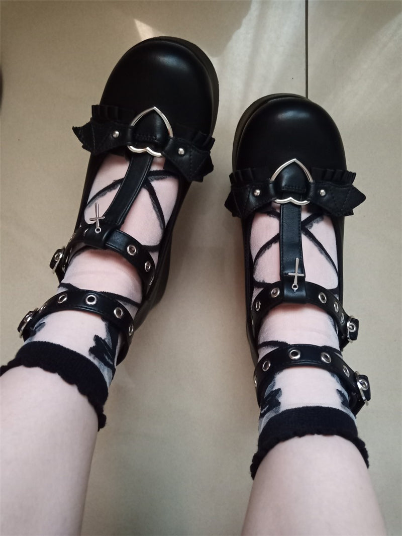 Gothic Punk Lolita T-Strap Shoes