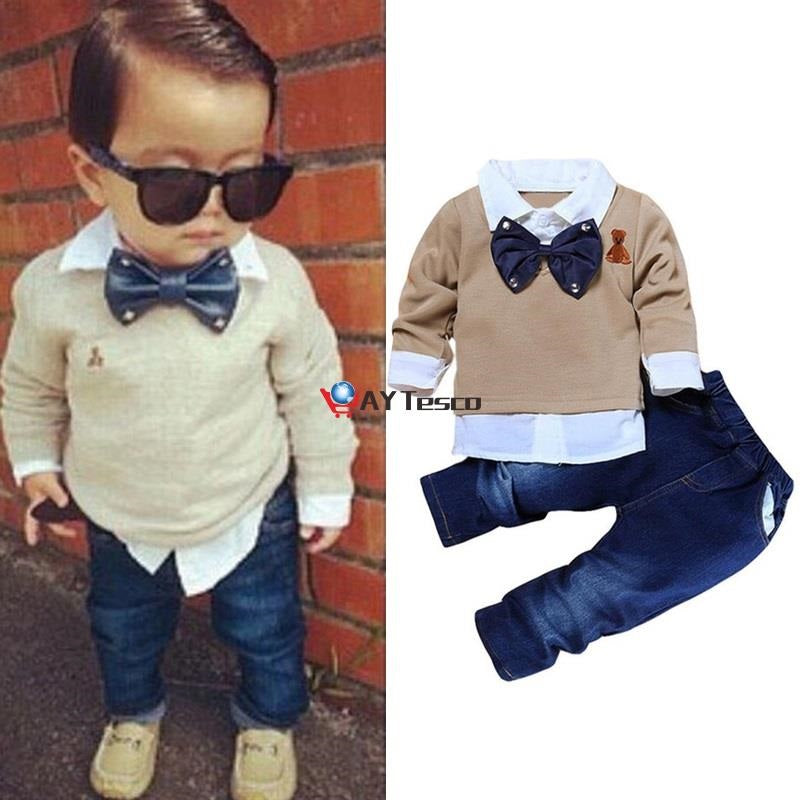 Autumn Boys T-shirt + Jeans 2pcs Set