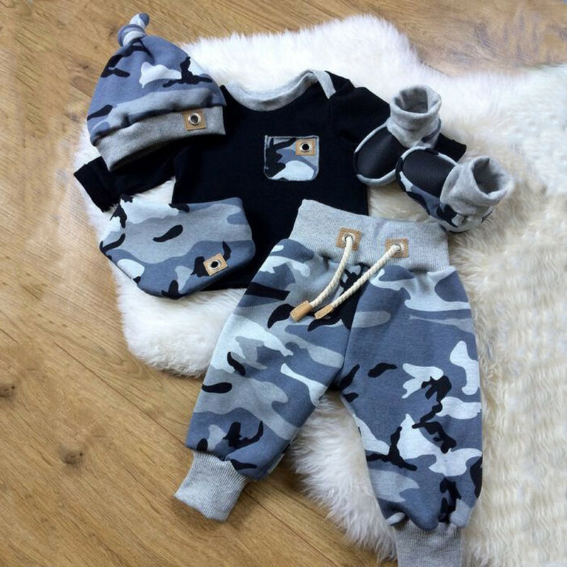 Pudcoco Kids 3Pcs Cotton Camouflage Set