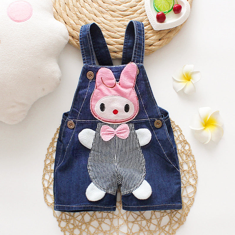 1PC Kids Denim Character Shorts Overall