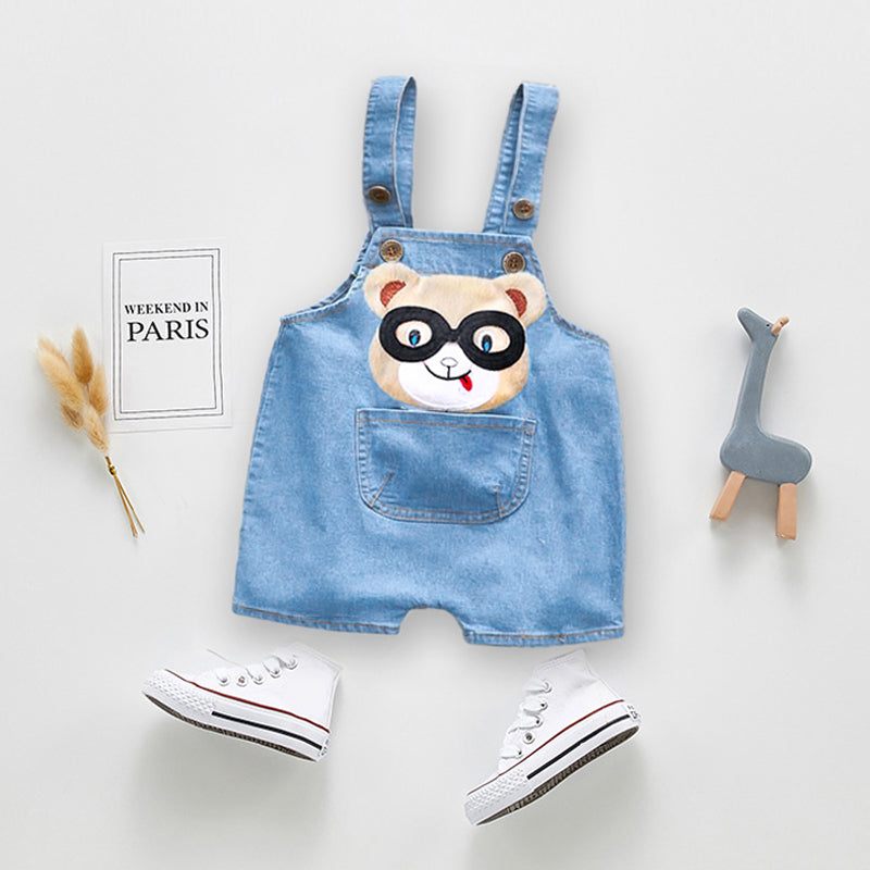 1PC Kids Denim Character Shorts Overall