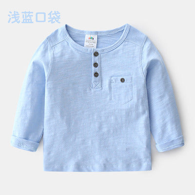 Soft Cotton Long Sleeve Pullover Basic T-Shirt For Kids