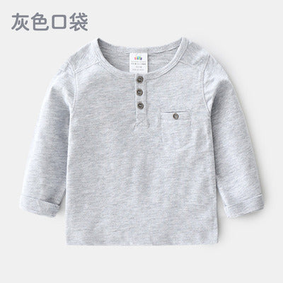 Soft Cotton Long Sleeve Pullover Basic T-Shirt For Kids