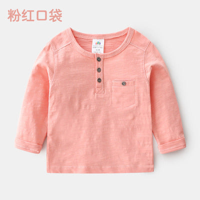 Soft Cotton Long Sleeve Pullover Basic T-Shirt For Kids