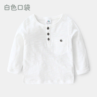 Soft Cotton Long Sleeve Pullover Basic T-Shirt For Kids