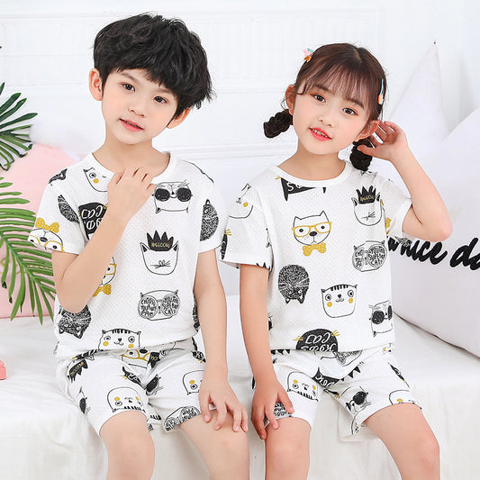 Kids Short-sleeved Cartoon Sleepwear