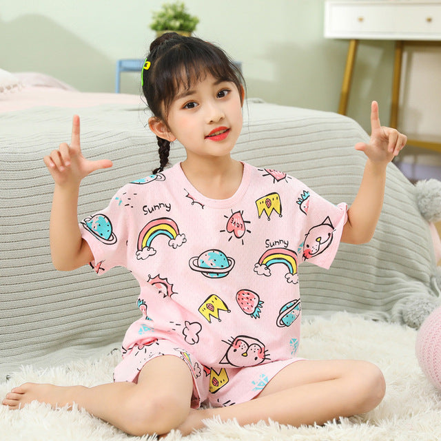 Kids Short-sleeved Cartoon Sleepwear