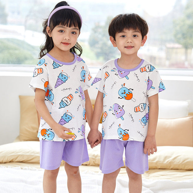 Kids Short-sleeved Cartoon Sleepwear