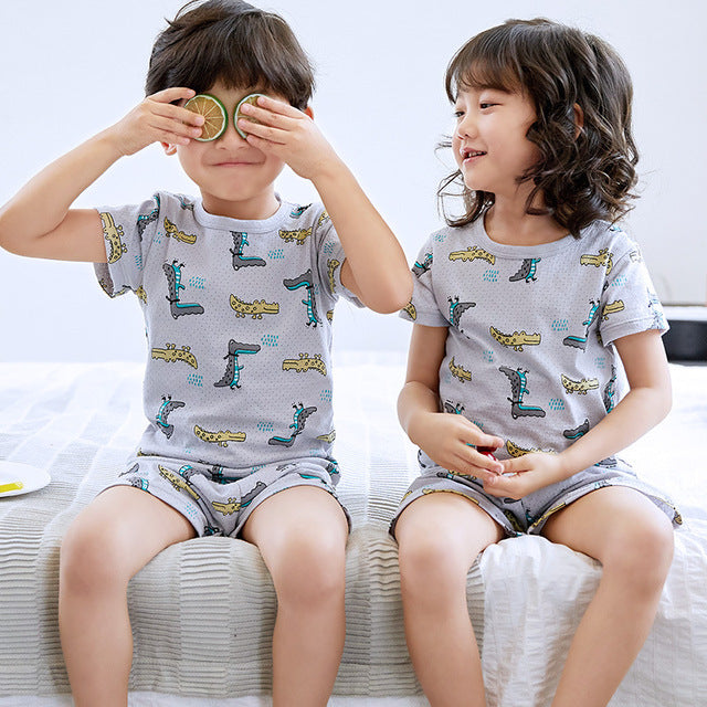 Kids Short-sleeved Cartoon Sleepwear