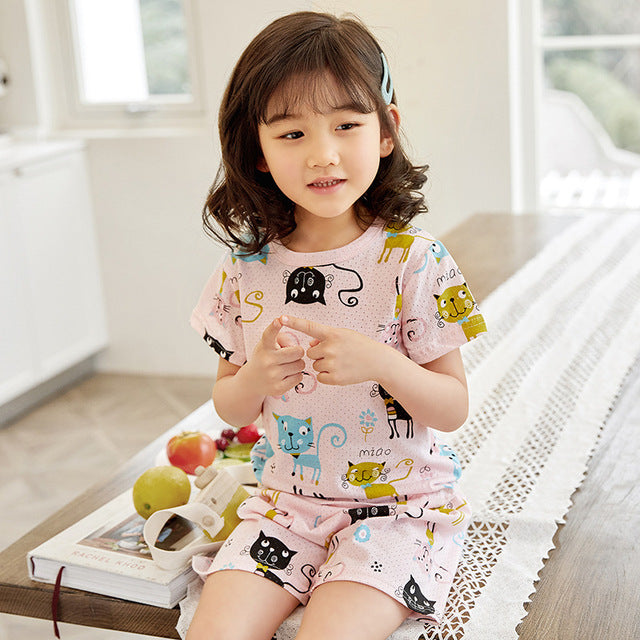 Kids Short-sleeved Cartoon Sleepwear