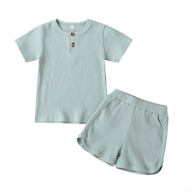 Kids Solid Cotton Pajamas Sets