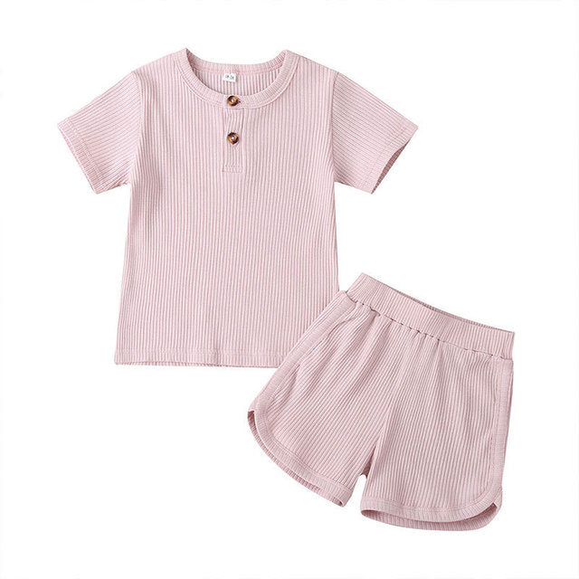 Kids Solid Cotton Pajamas Sets