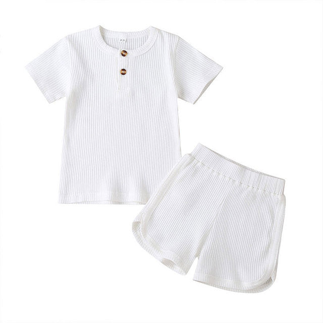 Kids Solid Cotton Pajamas Sets