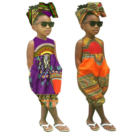 African Print Jumpsuit + Headwear