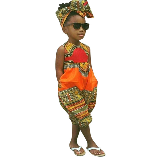 African Print Jumpsuit + Headwear