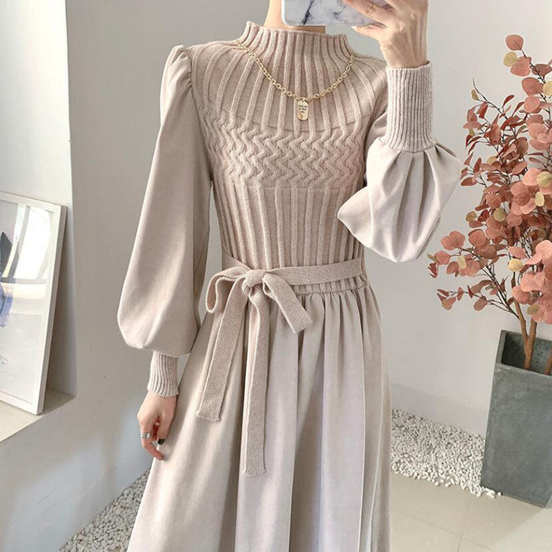 Elegant Patchwork Sweater Dress