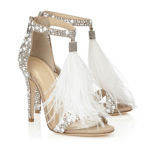 Rhinestone Feathered Stiletto