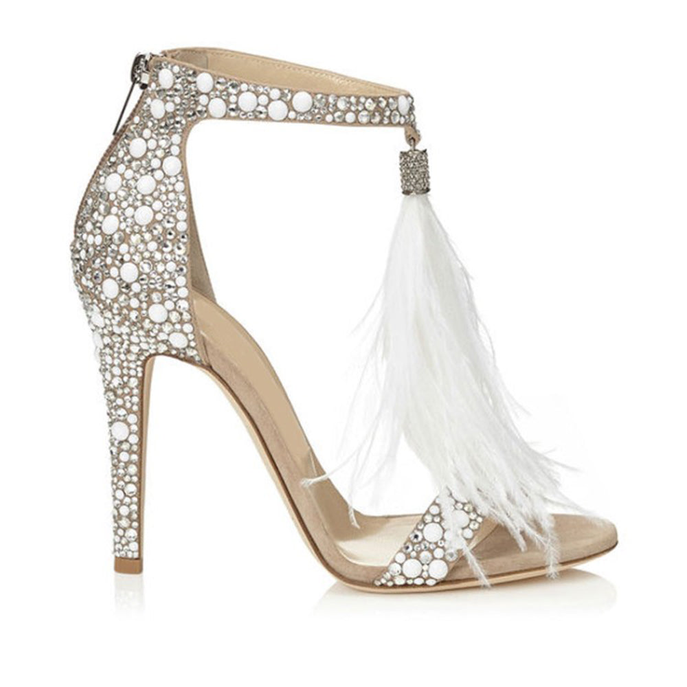 Rhinestone Feathered Stiletto