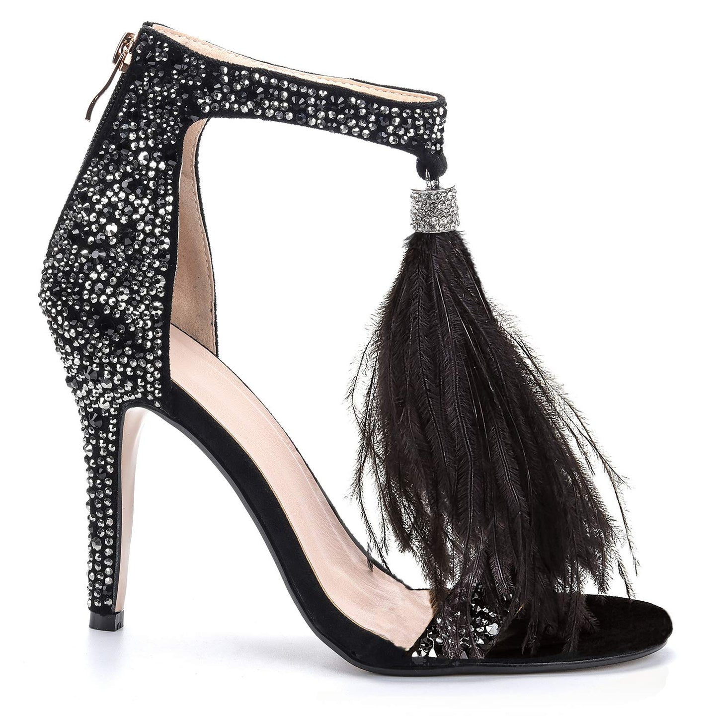 Rhinestone Feathered Stiletto