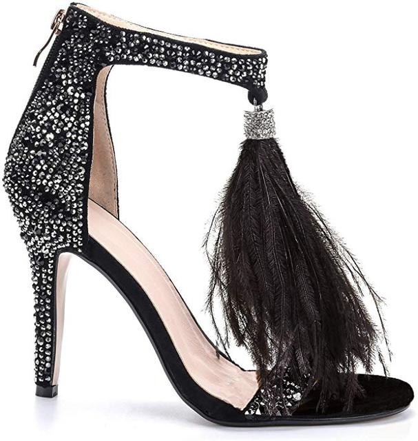 Rhinestone Feathered Stiletto